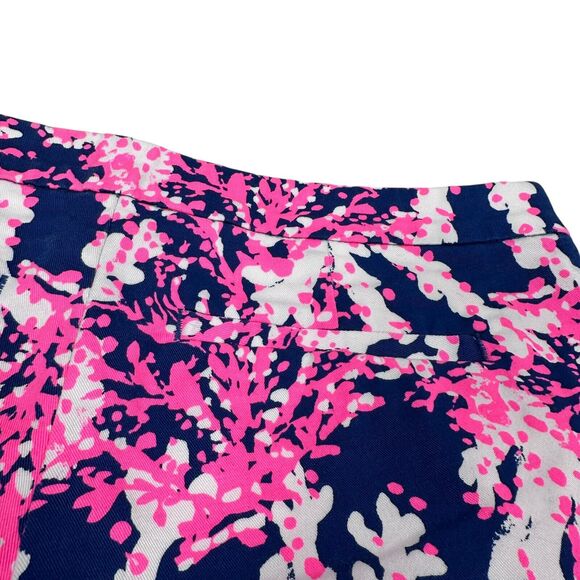 Lilly Pulitzer Hazelle Stretch Shorts Women’s 0 Pink White Beyond The Sea Cotton - Picture 3 of 9